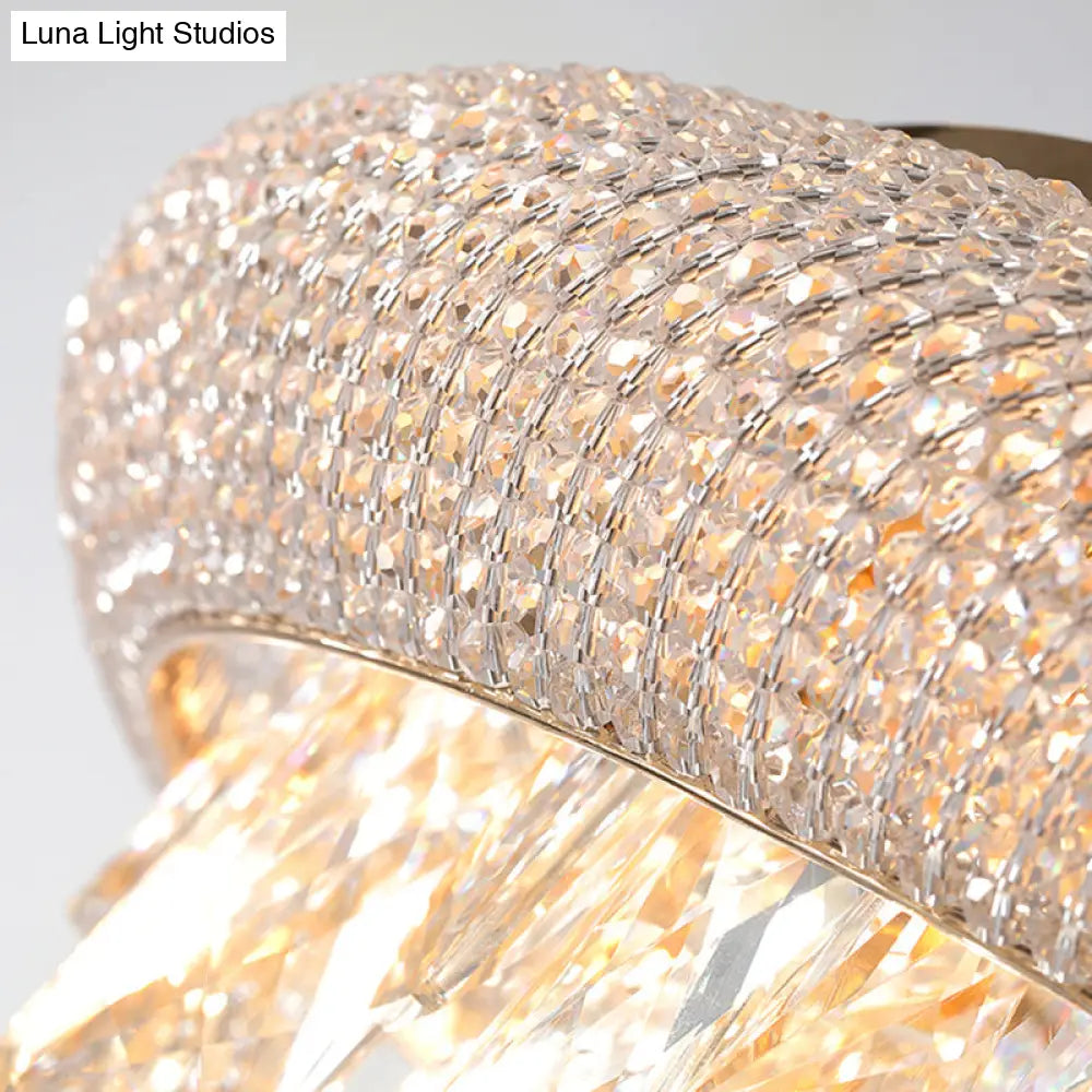 Gold Crystal Led Ceiling Light With Sleek Rectangle Design