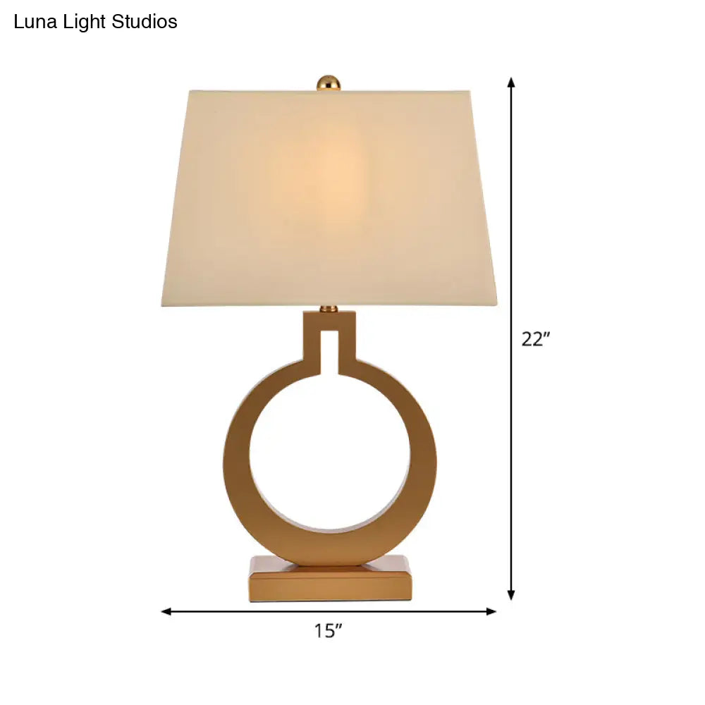 Gold Fabric Pagoda Table Lamp: Contemporary 1 Bulb Task Lighting For Living Room