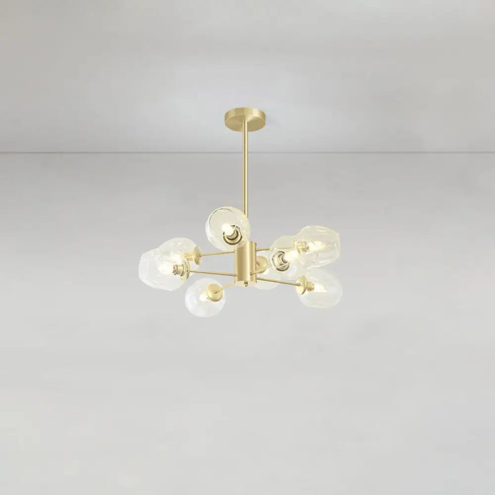 Gold Finish Dimpled Glass Cup Chandelier - Postmodern Hanging Lamp For Living Room 8 /