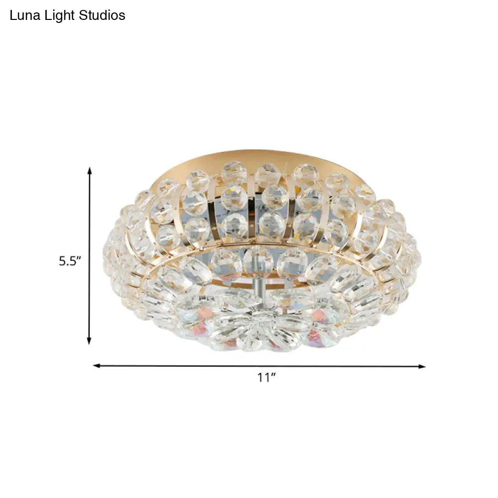 Gold Flush Mount Led Crystal Ceiling Light For Simple Corridors