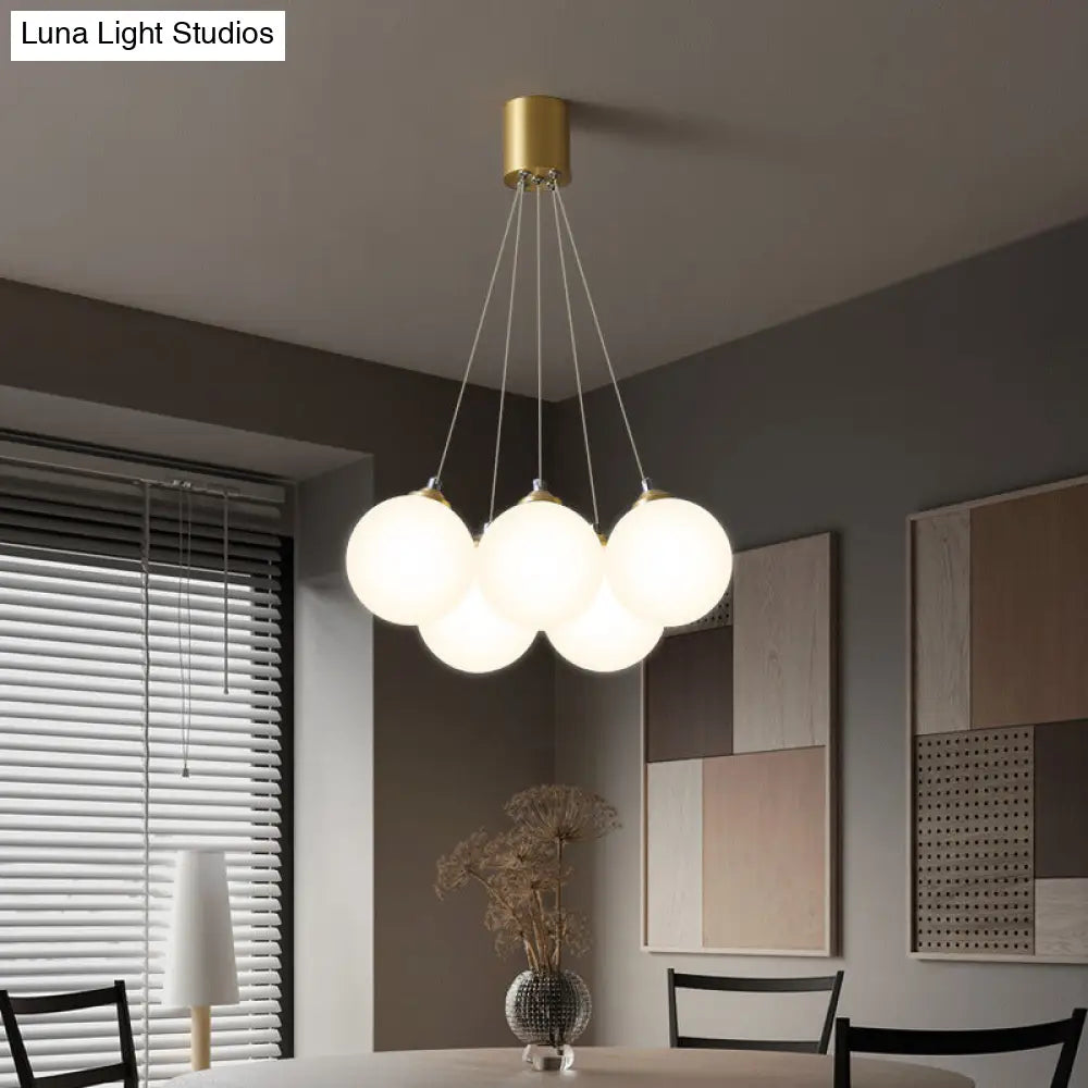 Gold Glass Bedroom Chandelier With Simplicity White Balloon Hanging Pendant Light