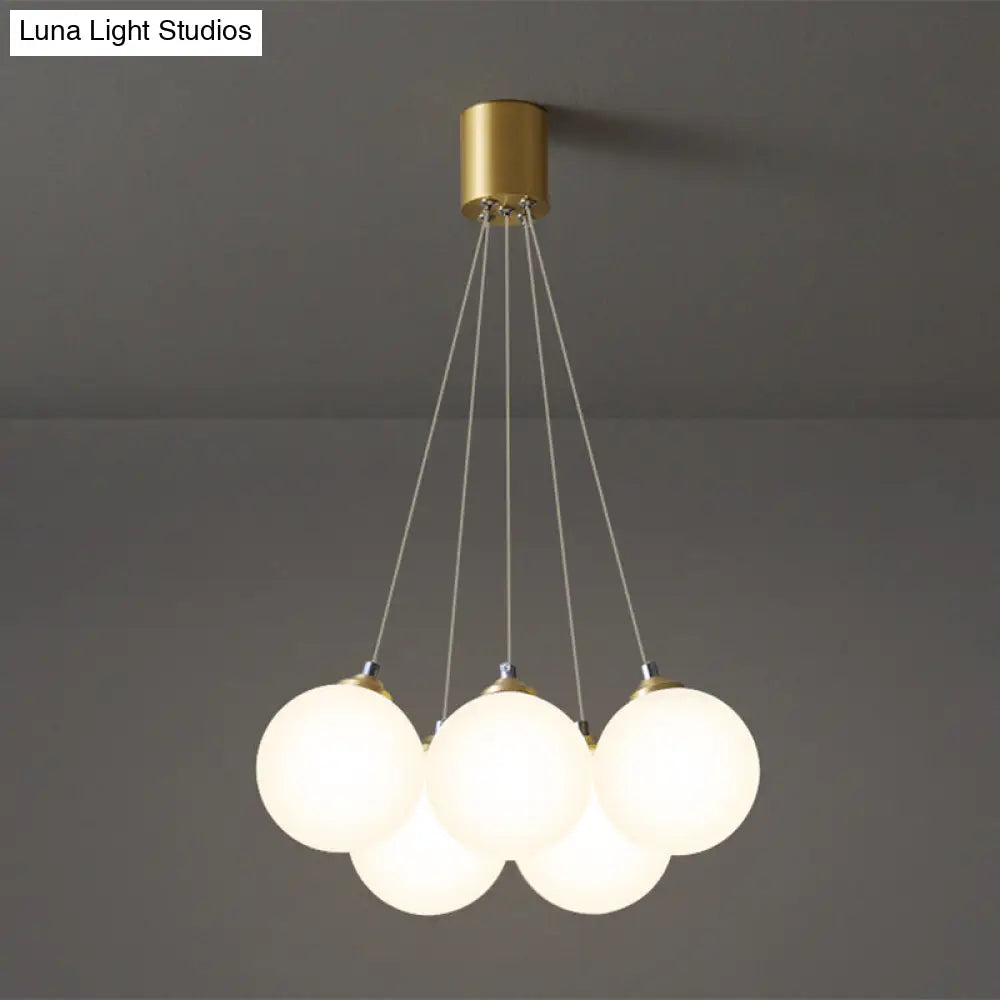 Gold Glass Bedroom Chandelier With Simplicity White Balloon Hanging Pendant Light