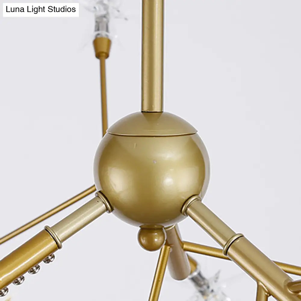 Gold Iron Starry Pendant Light Fixture - Modern 9/27/36-Light Chandelier For Dining Room
