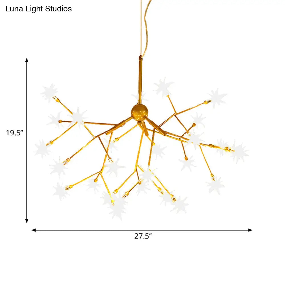 Gold Iron Starry Pendant Light Fixture - Modern 9/27/36-Light Chandelier For Dining Room