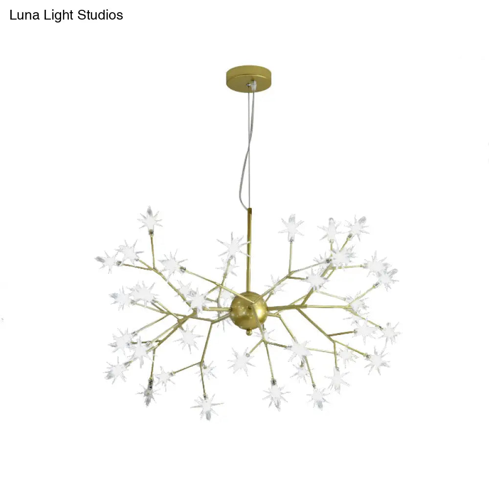 Gold Iron Starry Pendant Light Fixture - Modern 9/27/36-Light Chandelier For Dining Room