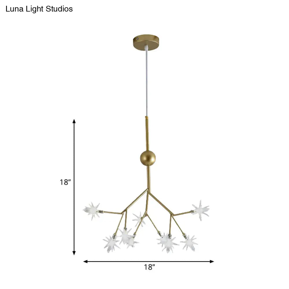 Gold Iron Starry Pendant Light Fixture - Modern 9/27/36-Light Chandelier For Dining Room