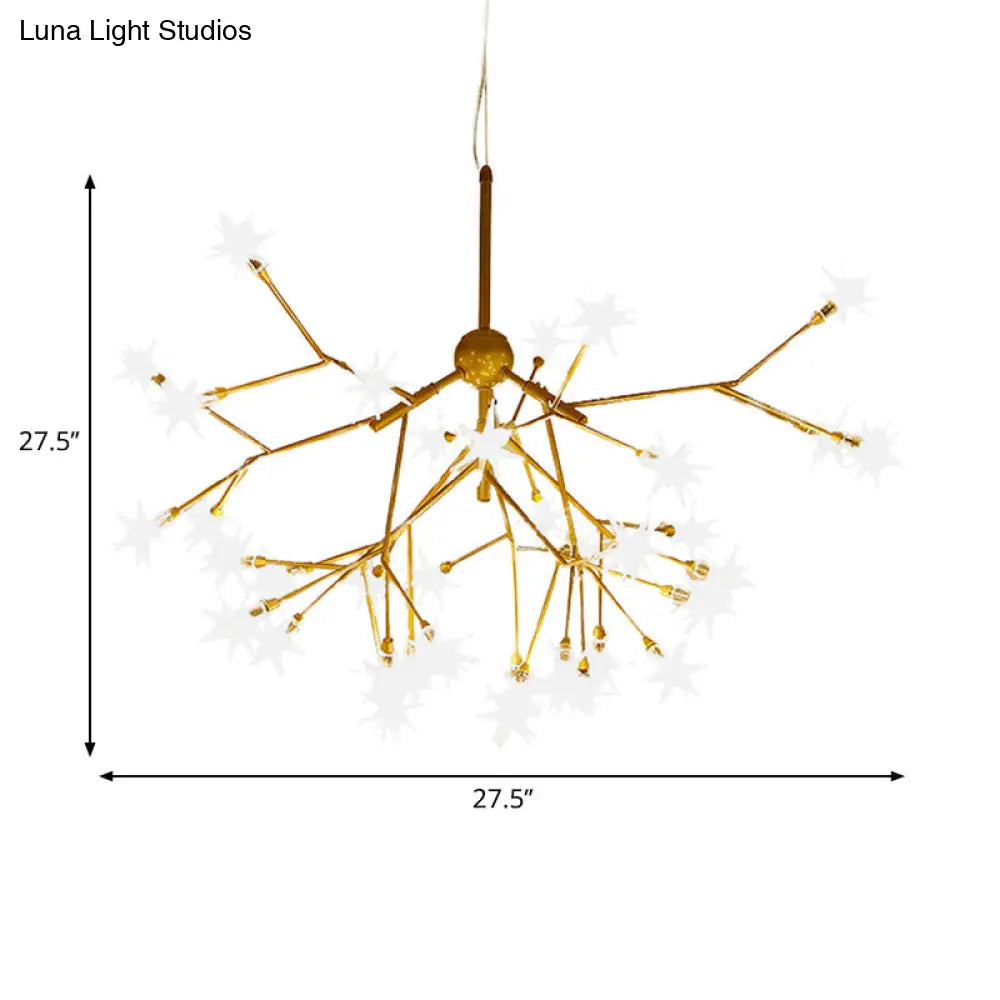 Gold Iron Starry Pendant Light Fixture - Modern 9/27/36-Light Chandelier For Dining Room