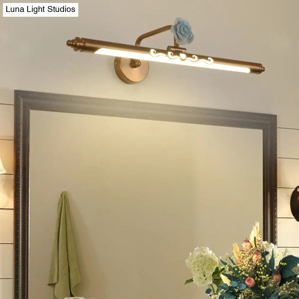 Gold Led Metal Vanity Lamp - Classic Linear Bathroom Sconce Light Fixture Multiple Width Options