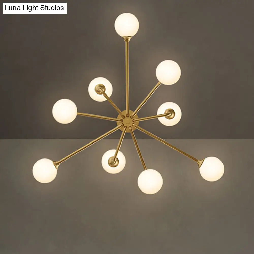 Gold Metal Sputnik Pendant Lighting With White Glass Shades - Modernize Your Living Room 6/9/12