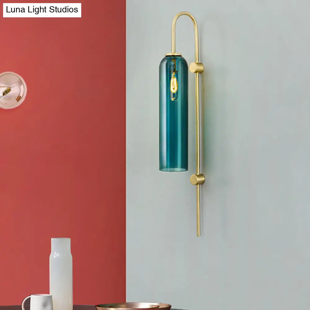 Gold Metal Wall Lamp With Postmodern Design And 1 Light For Living Rooms