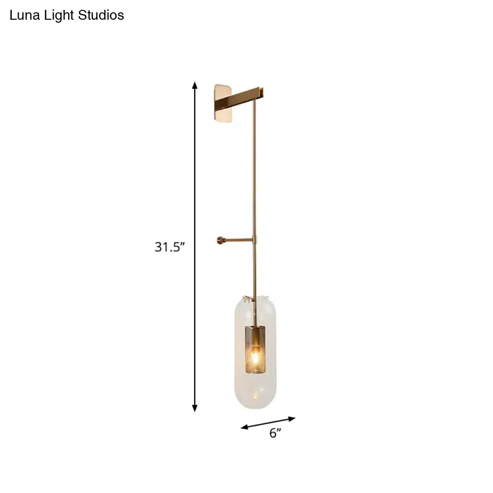 Gold Metal Wall Lamp With Postmodern Design And 1 Light For Living Rooms