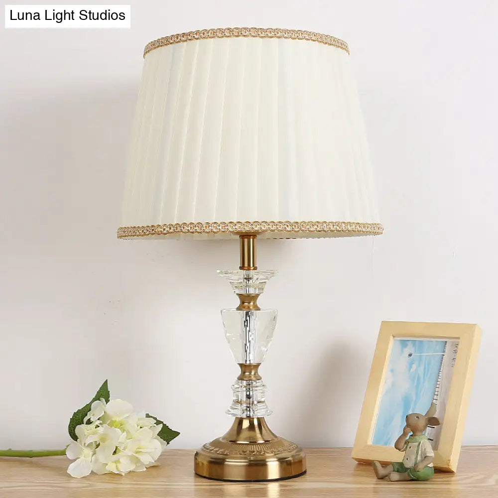 Gold Nightlight For Bedroom - Elegant Urn-Shaped Crystal Base Simple Bulb Table Lamp
