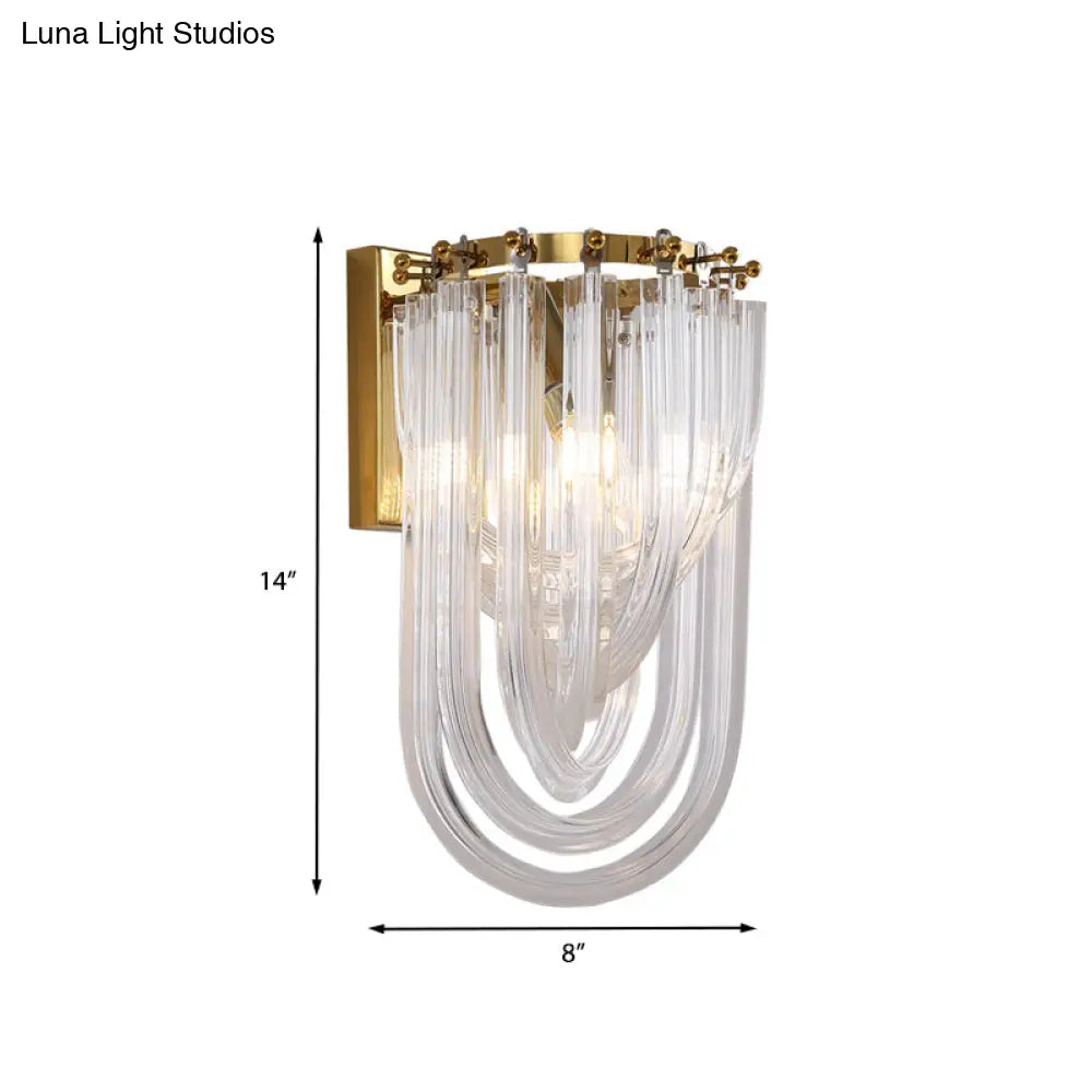 Gold Oval Wall Lamp With Twisted Crystal Shade