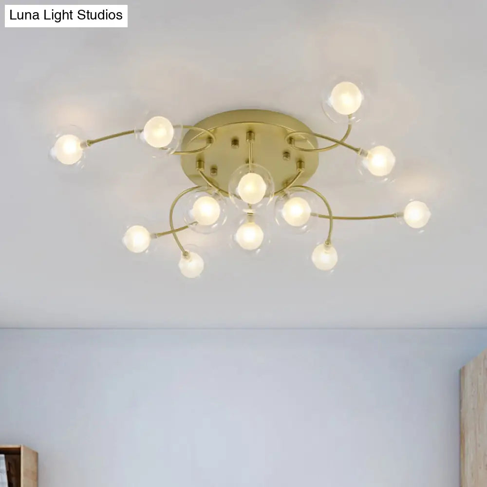 Gold Romantic Metallic Ceiling Light For Living Room Villa - Multi - Head Semi Flush Mount
