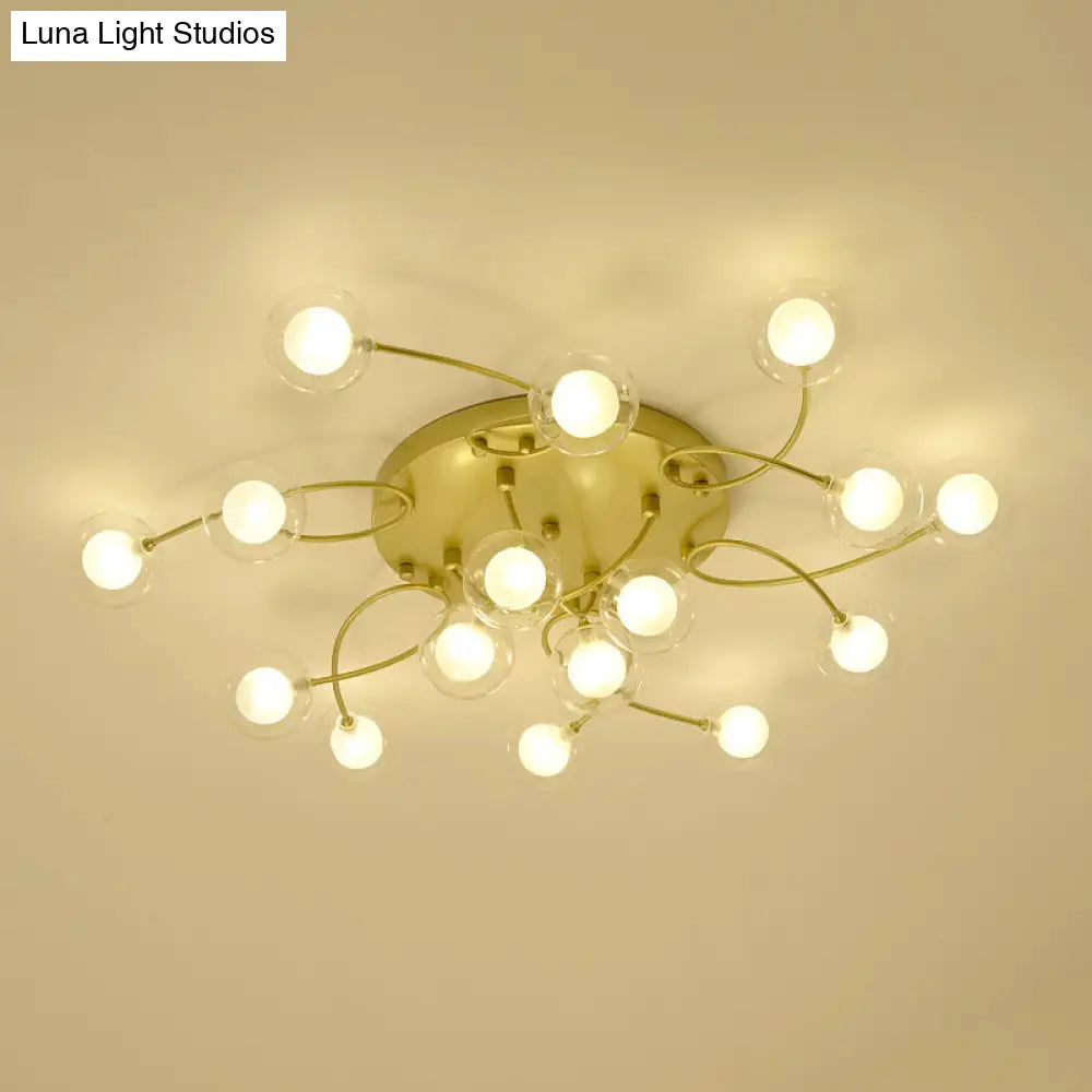 Gold Romantic Metallic Ceiling Light For Living Room Villa - Multi - Head Semi Flush Mount
