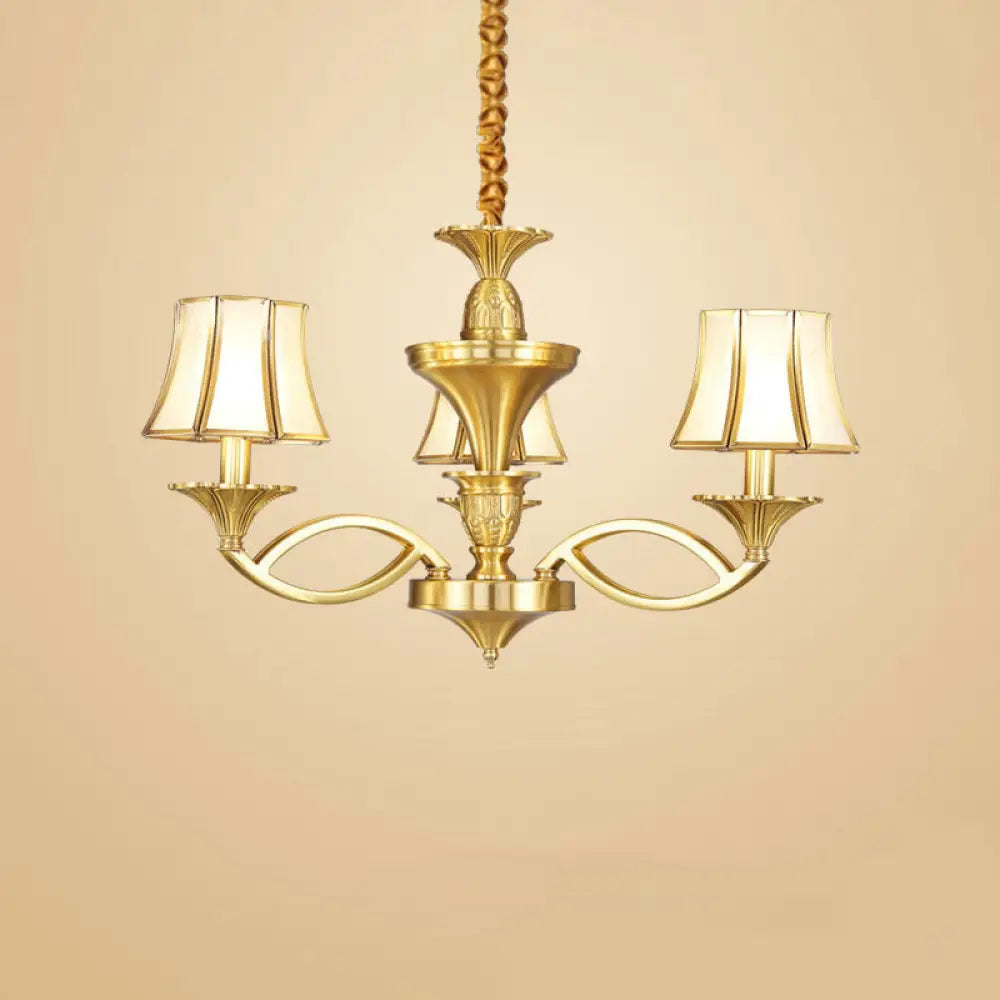 Gold Taper Shaped Glass Chandelier Pendant: Classic Living Room Lighting 3 /