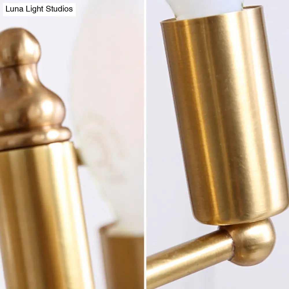 Golden Metal Pendant Candle Chandelier - 4-Light Fixture For Living Room