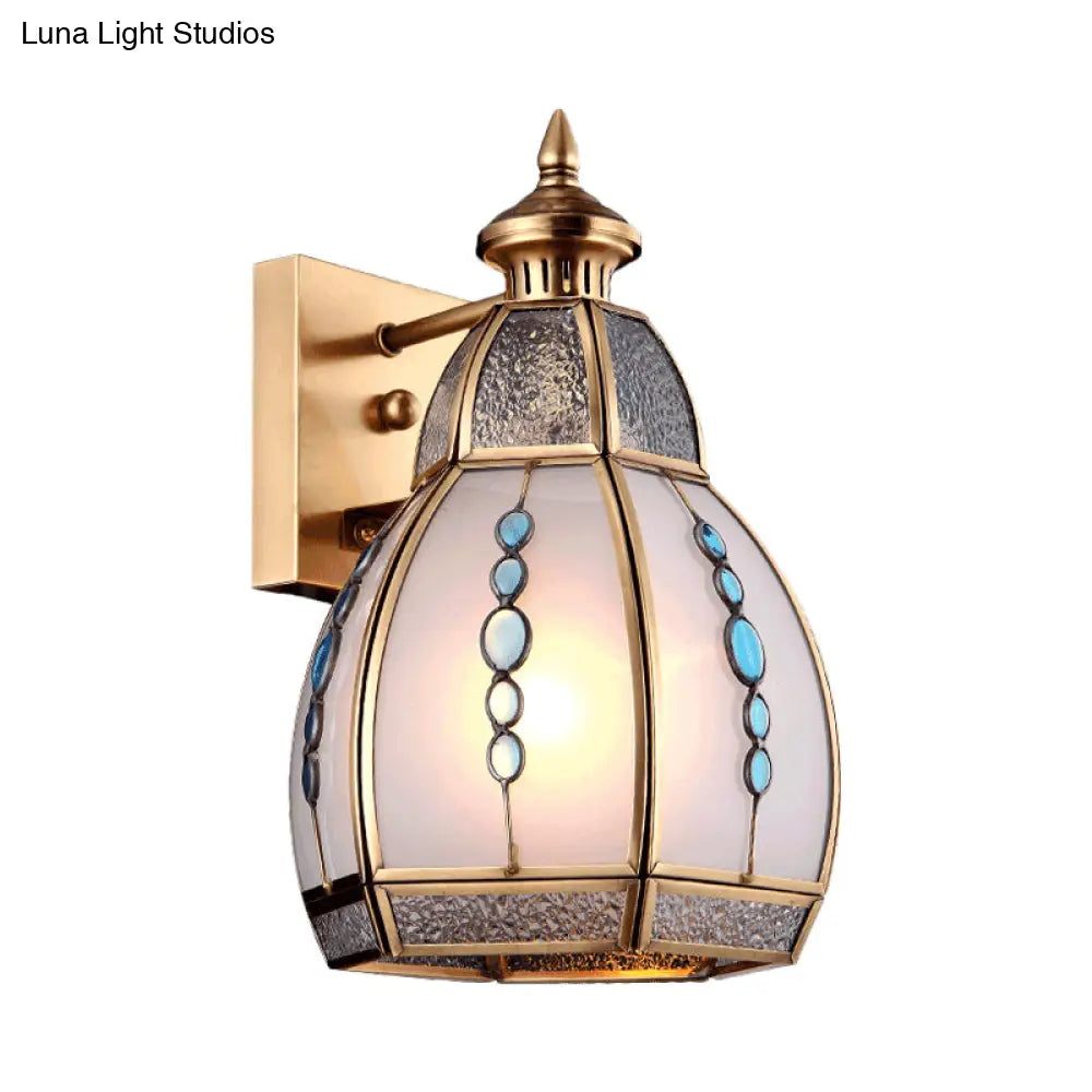 Gourd-Shaped Wall Sconce With Water And White Glass In Brass - Traditional Design