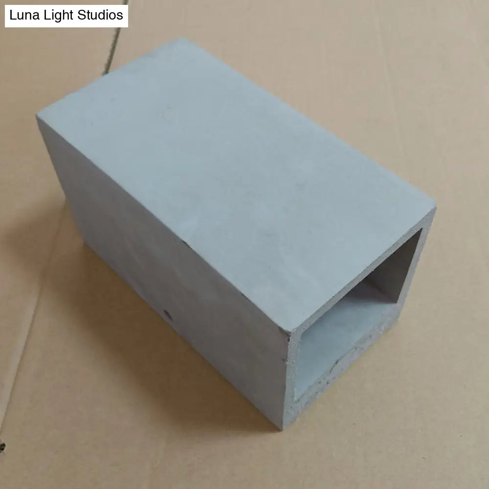 Grey Flush Mount Wall Light Nordic 1 Head - Cube/Cuboid Cement Up & Down Sconce For Stairs 4/5/7