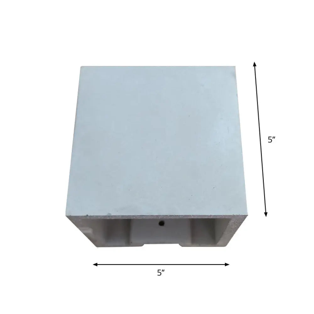 Grey Flush Mount Wall Light Nordic 1 Head - Cube/Cuboid Cement Up & Down Sconce For Stairs 4/5/7
