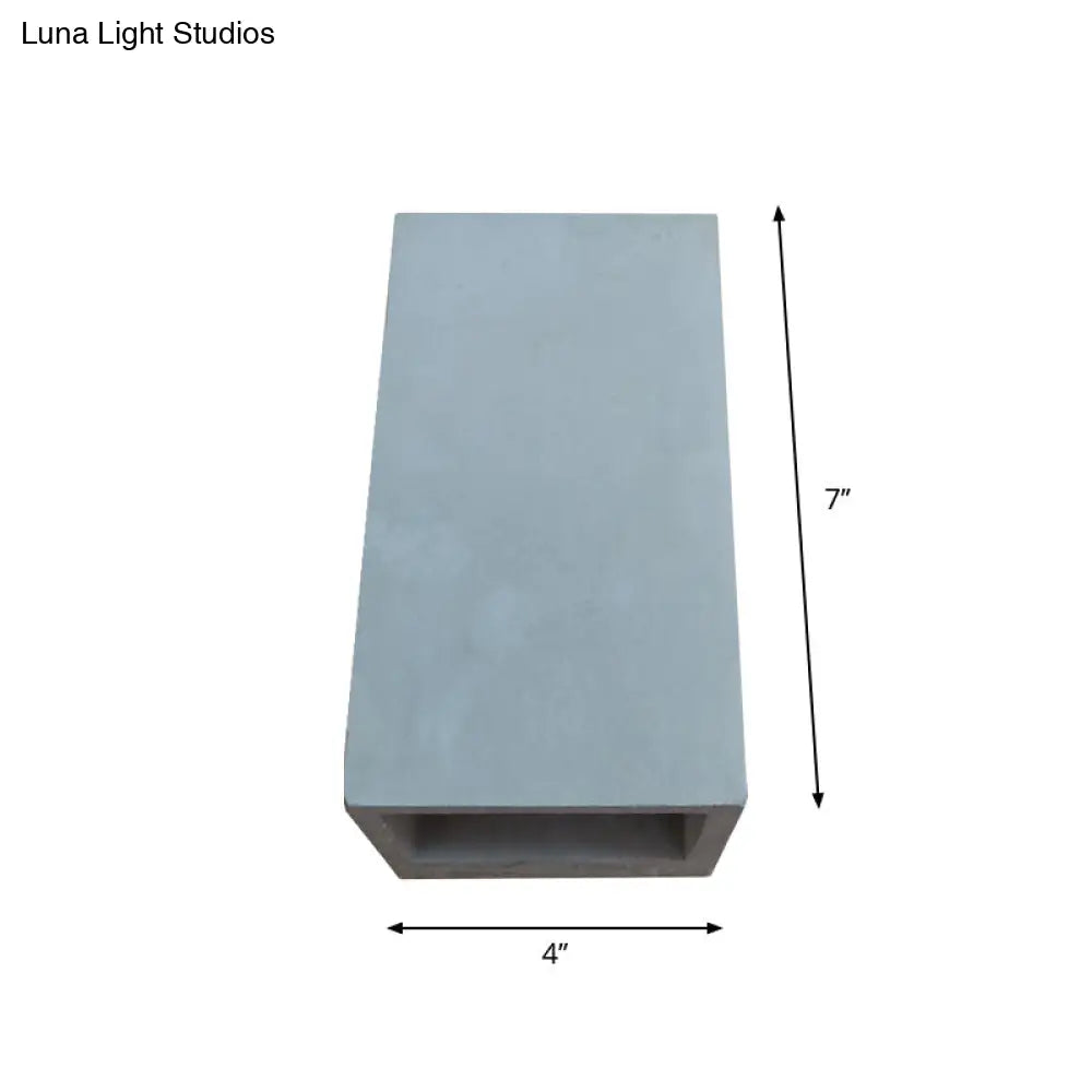 Grey Flush Mount Wall Light Nordic 1 Head - Cube/Cuboid Cement Up & Down Sconce For Stairs 4/5/7