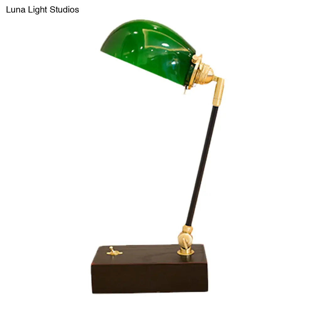 Haedus - Vintage-Style Green Glass Reading Lamp With Retro Design Perfect For