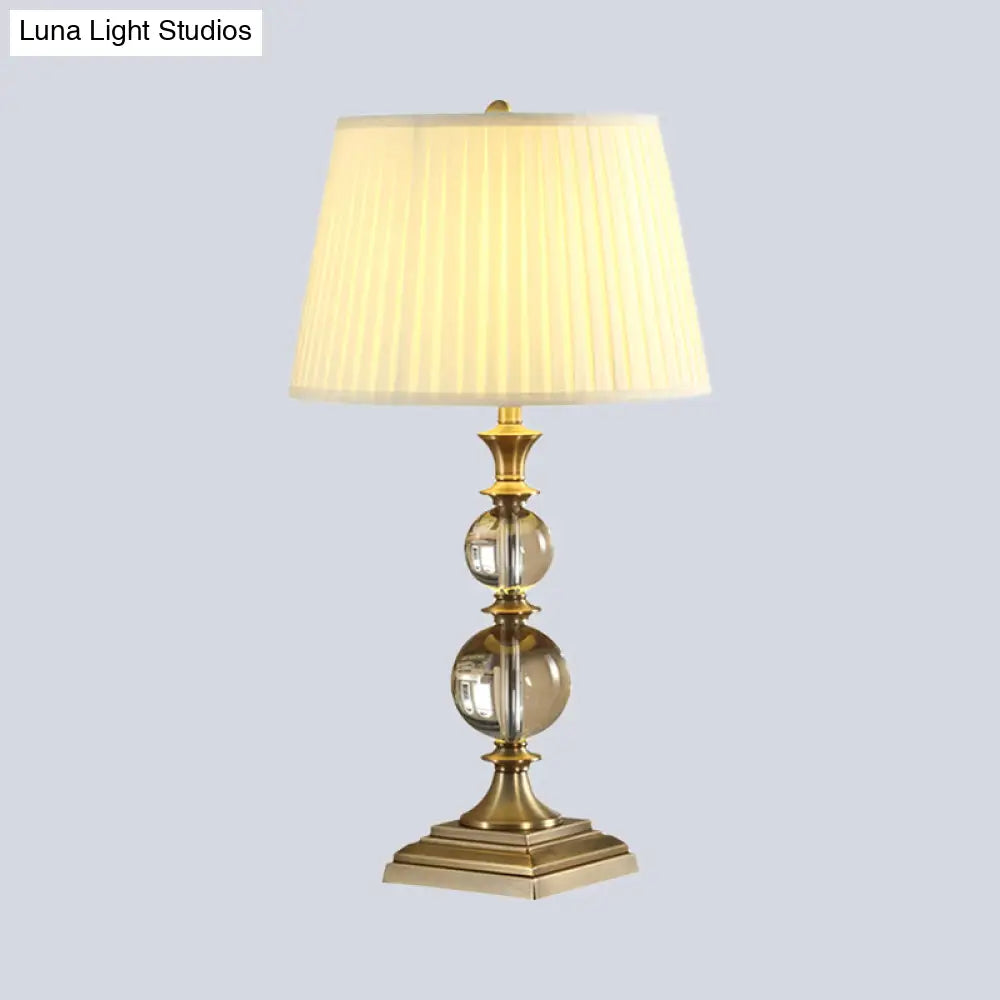 Hand-Cut Crystal Modernist Sphere Desk Lamp In Beige