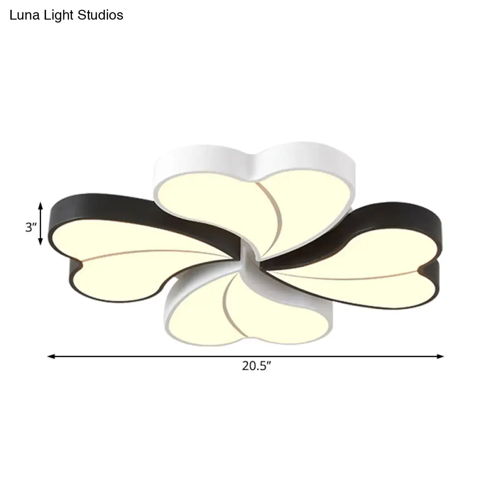 Heart-Shaped Black & White Ceiling Lamp - Modern Acrylic Flush Mount Light In Warm/White