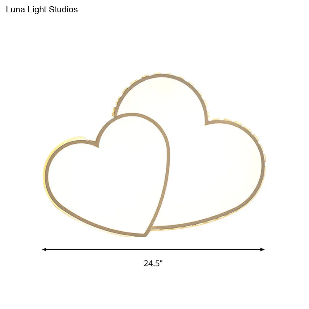 Heart Shaped Crystal Led Ceiling Flush Light Fixture - 20.5’/24.5’ Wide Warm/White White Mount