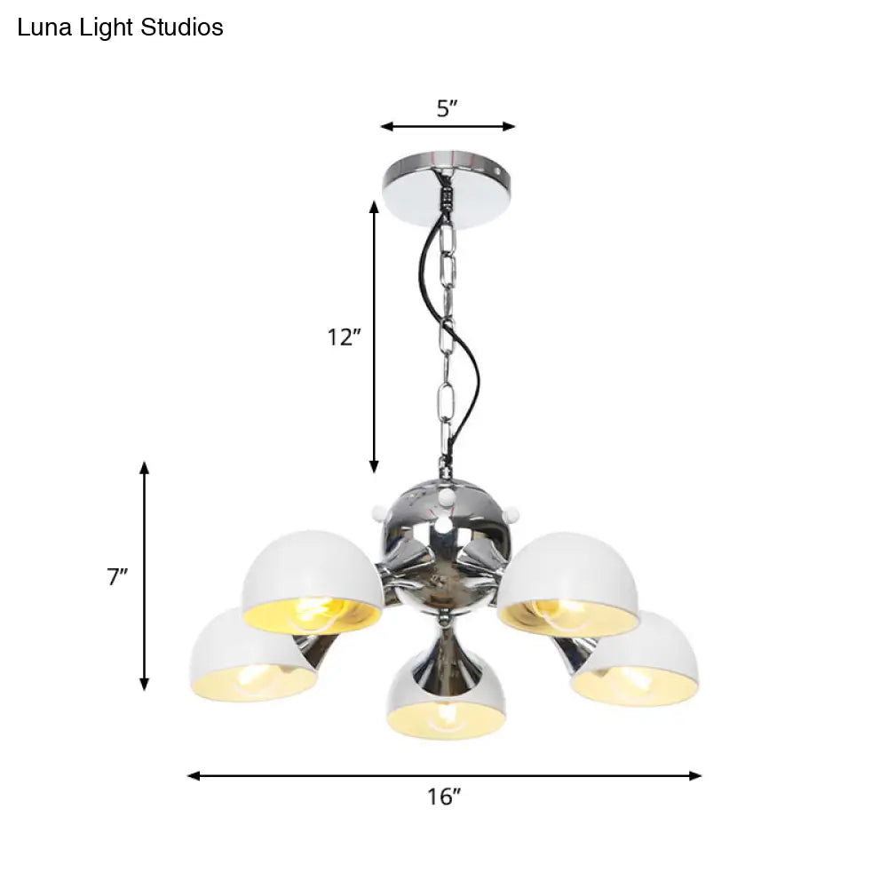 Industrial Dome Hanging Light Fixture - Metallic 3/4/5 Heads Chandelier Lamp For Living Room