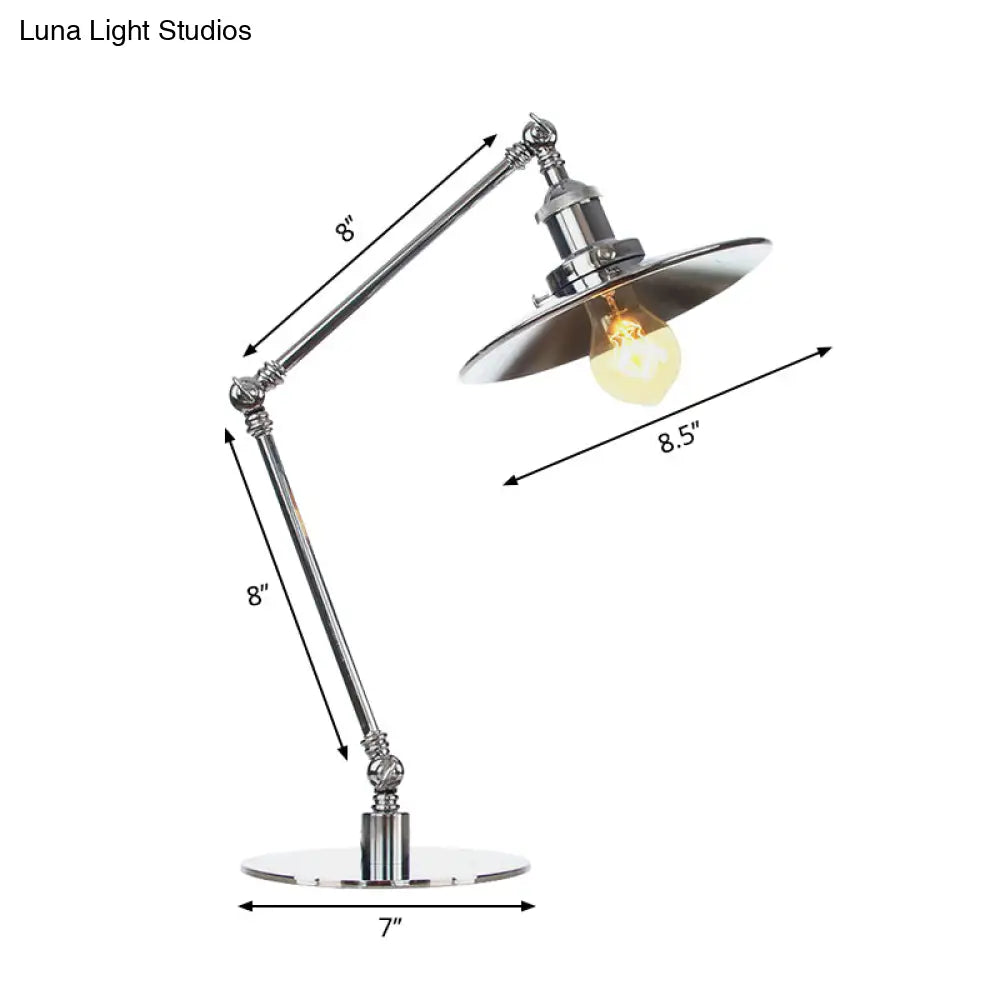 Industrial Metal Desk Light With Adjustable Arm And Chrome Finish For Study Rooms