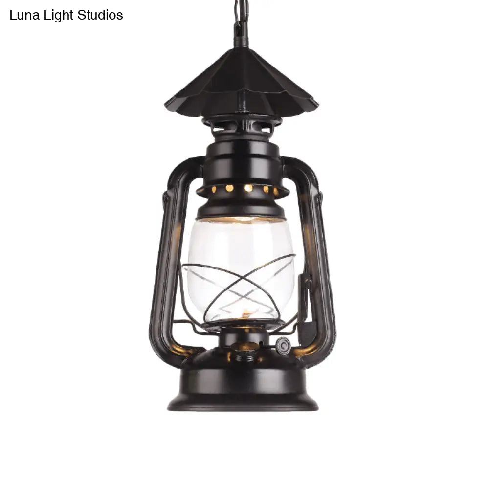 Industrial Single Light Pendant With Clear Glass And Vintage Finish For Indoor Use