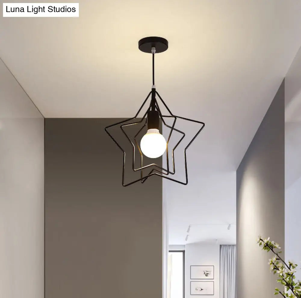 Industrial Style Metal Wire Cage Pendant Light Fixture For Foyer