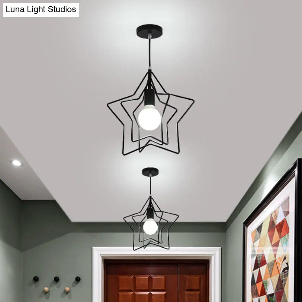 Industrial Style Metal Wire Cage Pendant Light Fixture For Foyer