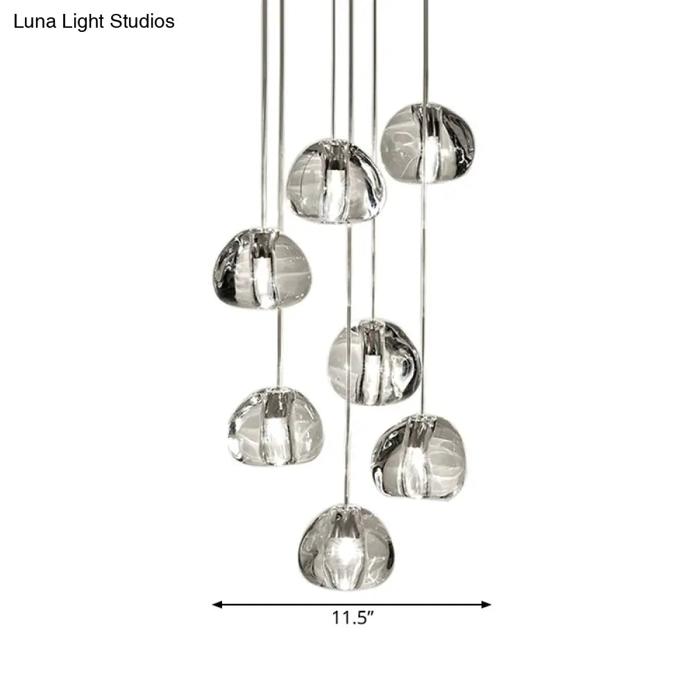 Irregular Crystal Ball Pendant Light With 5/7 Lights For Minimalistic Living Room Decor