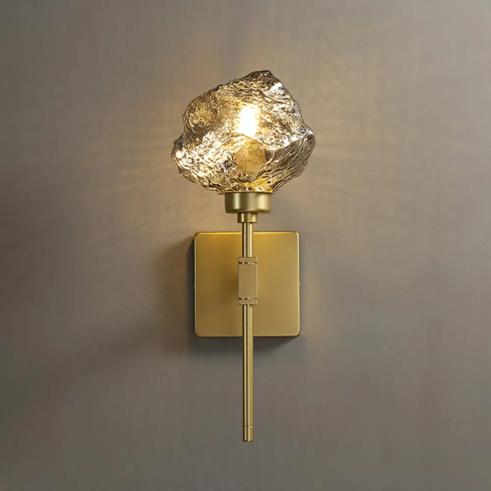 Irregular Shade Wall Sconce - Modern Indoor Light Fixture With Amber/Smoke Gray Glass 1 Head Lamp