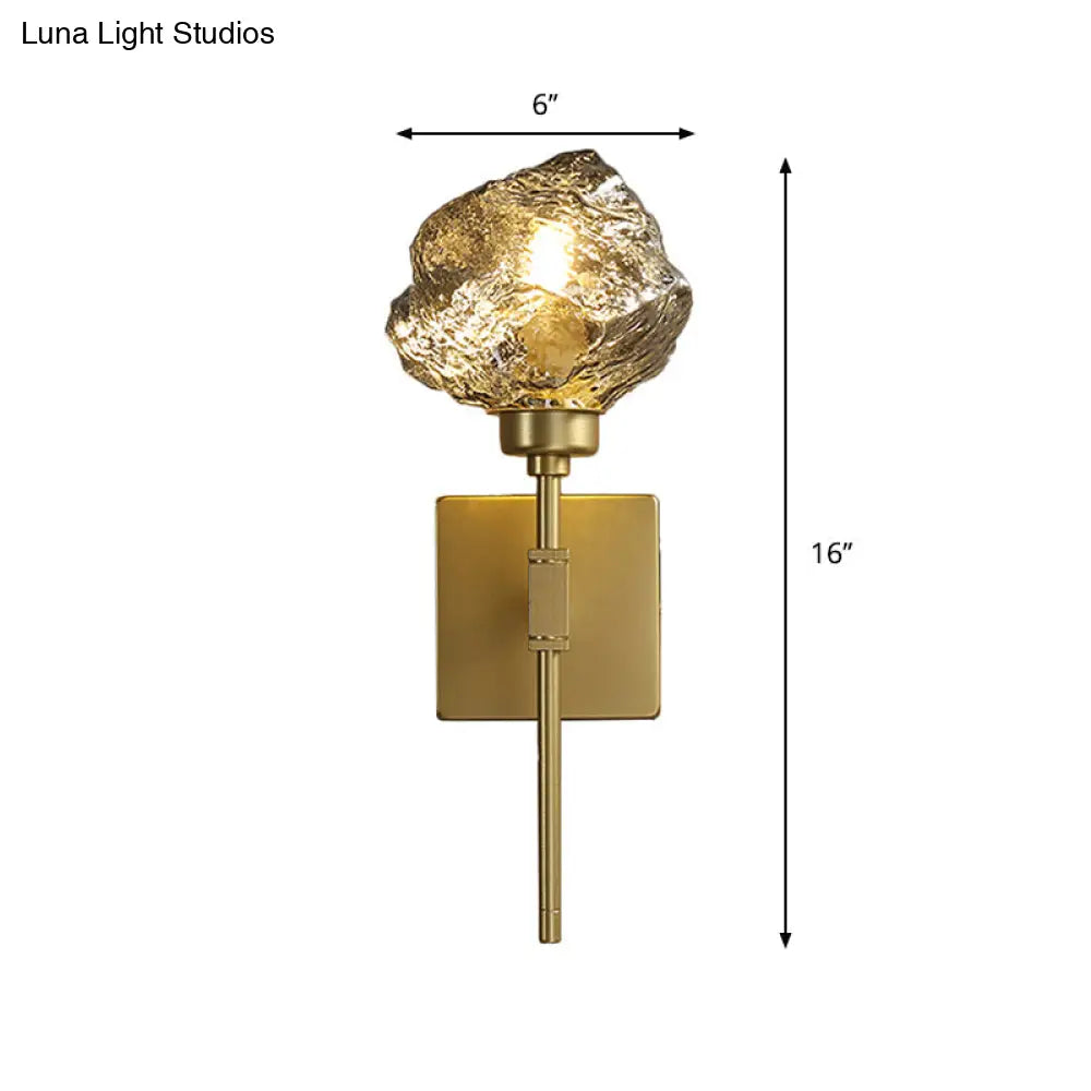 Irregular Shade Wall Sconce - Modern Indoor Light Fixture With Amber/Smoke Gray Glass 1 Head Lamp