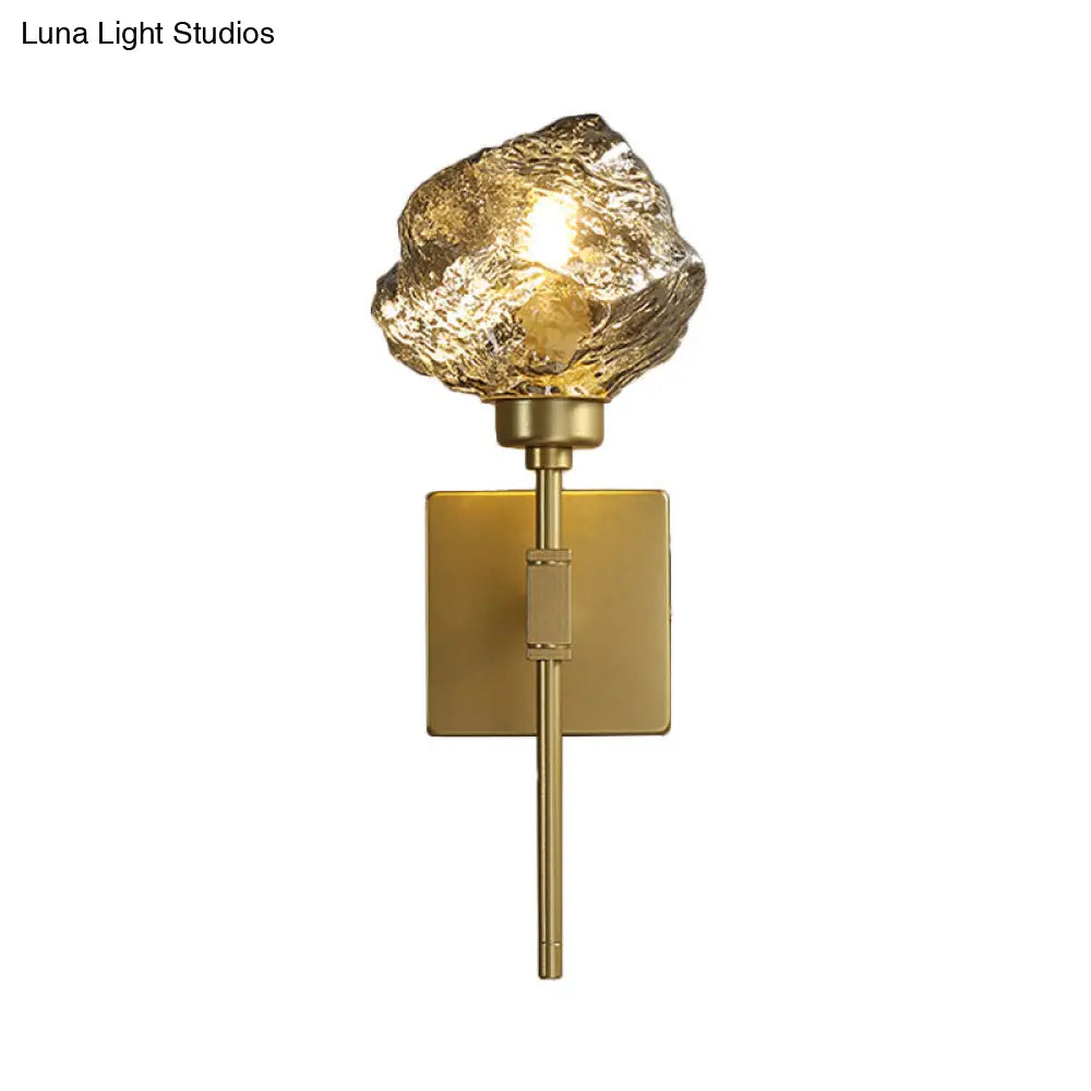 Irregular Shade Wall Sconce - Modern Indoor Light Fixture With Amber/Smoke Gray Glass 1 Head Lamp