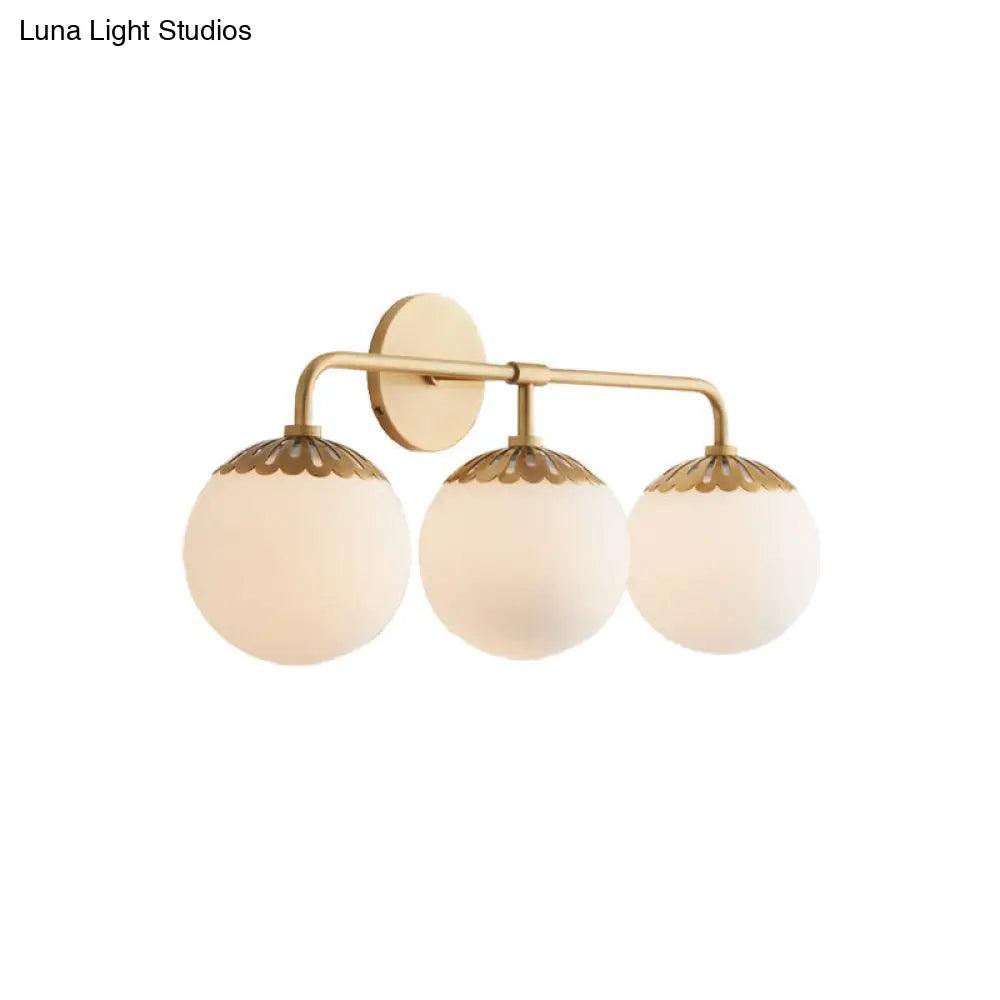Ivory Glass Gold Vanity Sconce - Elegant Wall Mounted Light Fixture For Bedroom