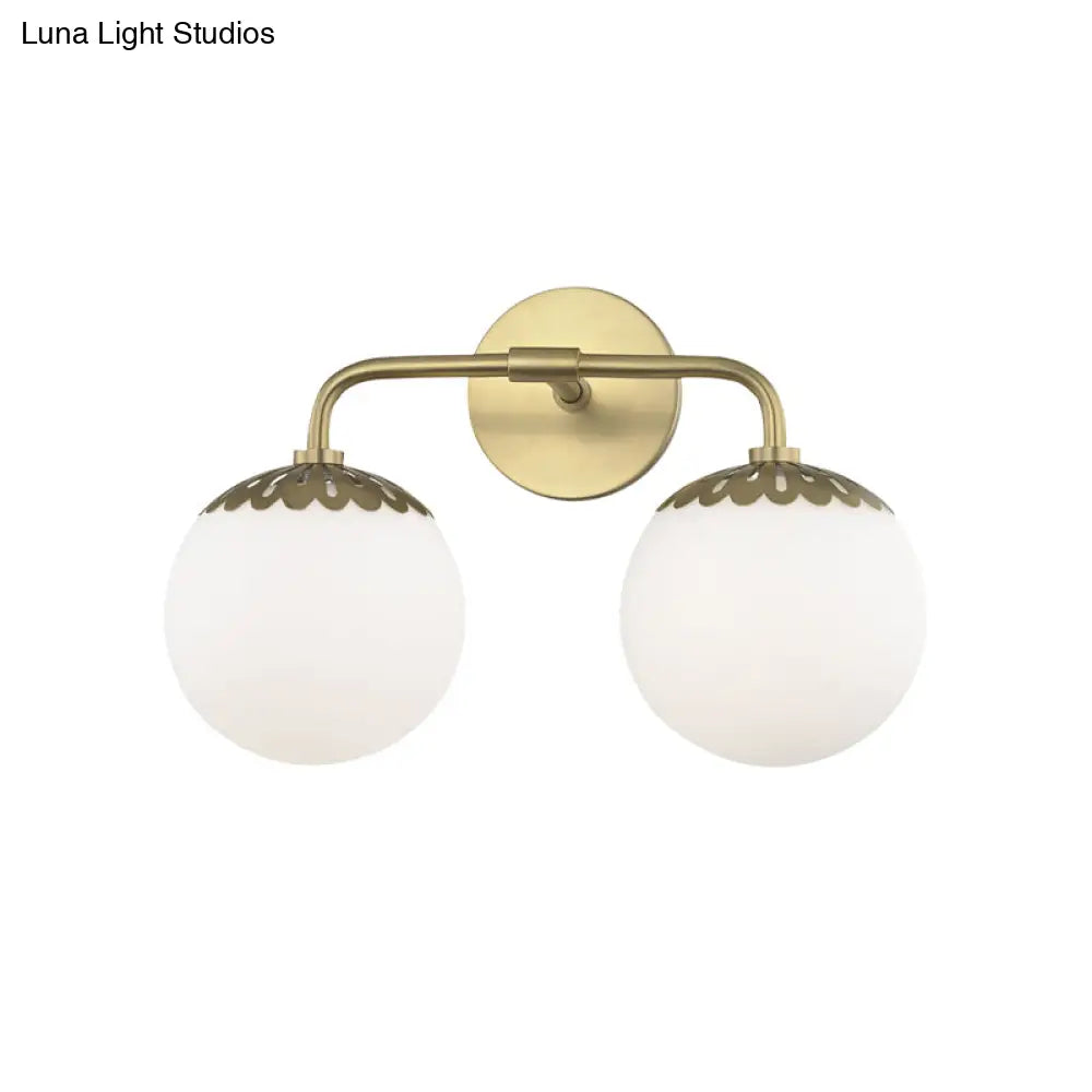 Ivory Glass Gold Vanity Sconce - Elegant Wall Mounted Light Fixture For Bedroom