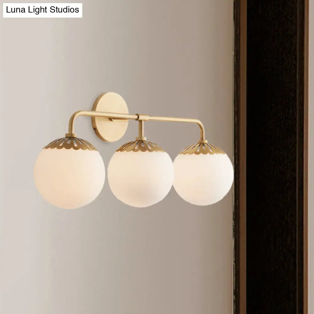 Ivory Glass Gold Vanity Sconce - Elegant Wall Mounted Light Fixture For Bedroom