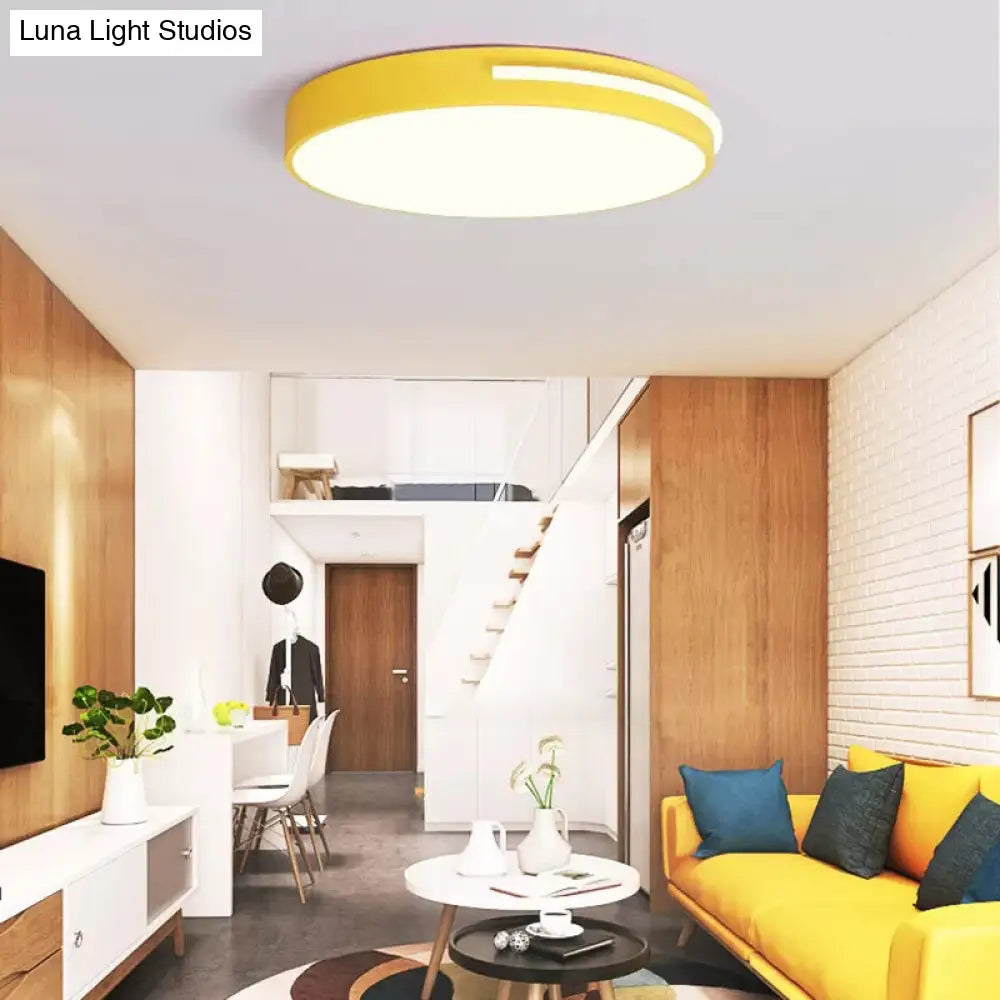 Kid Bedroom Nordic Acrylic Flush Mount Ceiling Lamp - Slim Round And Stylish