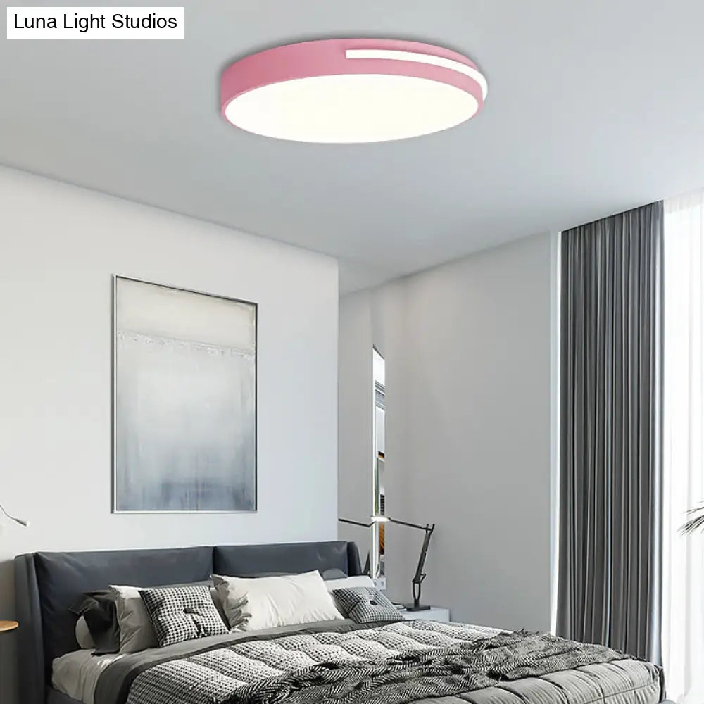 Kid Bedroom Nordic Acrylic Flush Mount Ceiling Lamp - Slim Round And Stylish