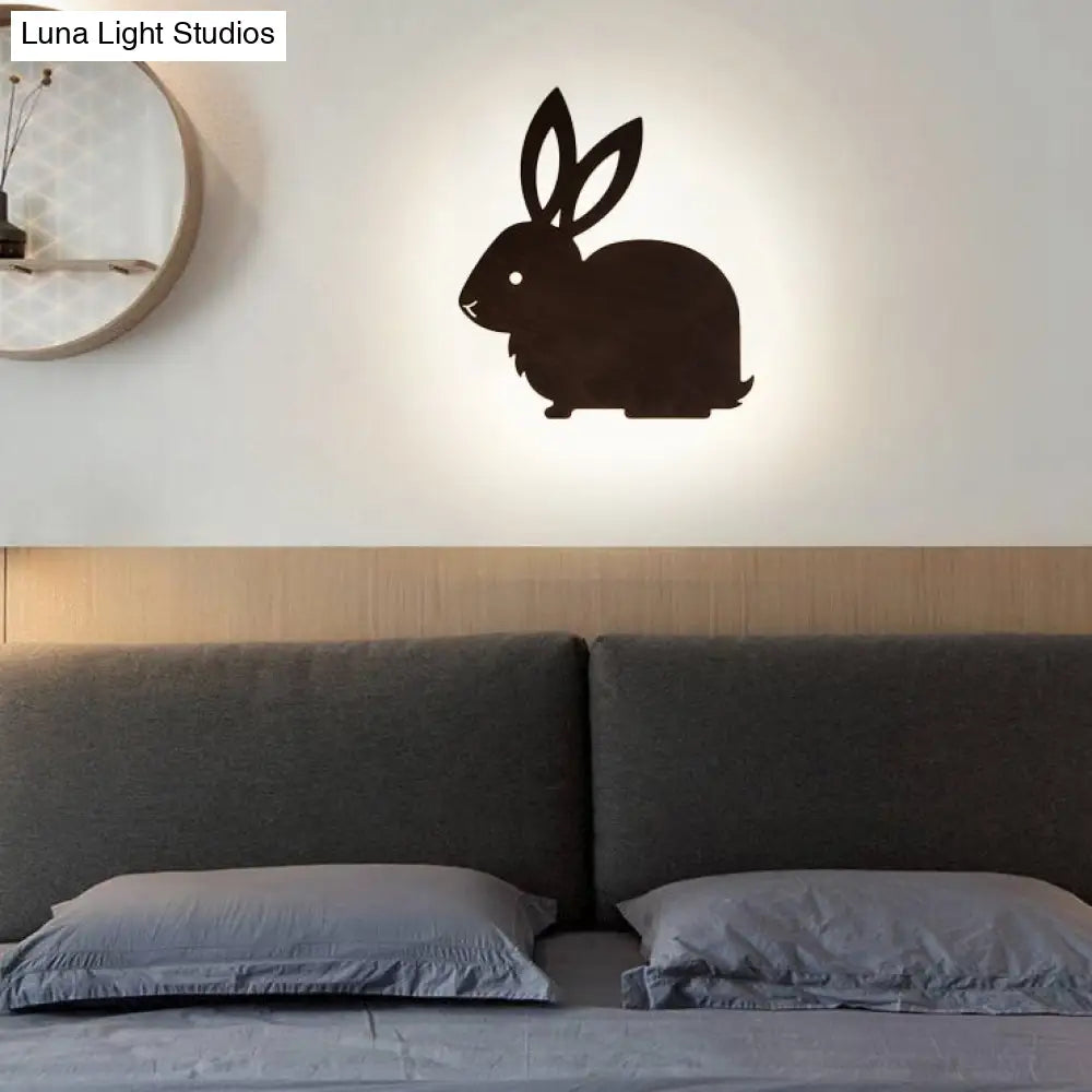 Kids Animal Wood Led Sconce Light - Eye-Caring Modern Wall For Bedroom Or Stairway