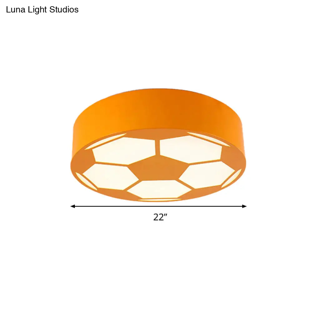Kid’s Bedroom Acrylic Flat Football Ceiling Mount Light - Sports Theme Lamp