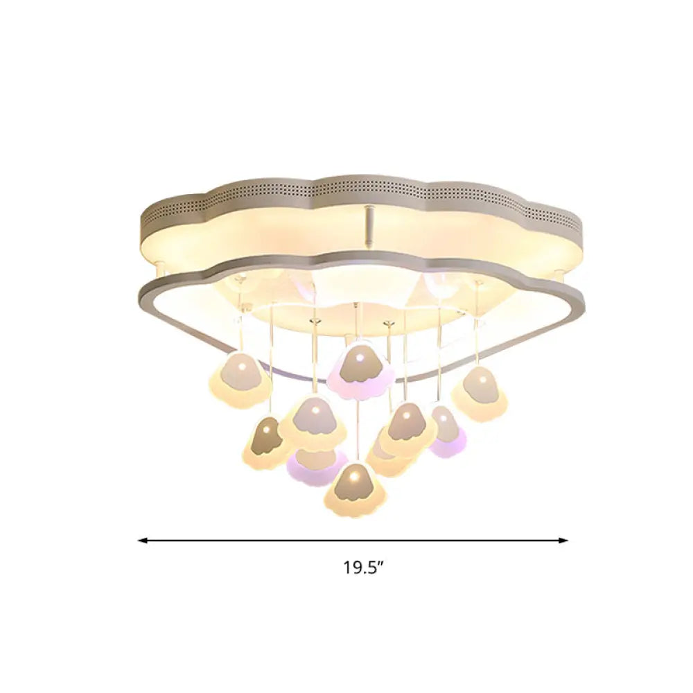 Kids Bedroom Ceiling Lamp: Modern Shell Shape White Acrylic Led Flush Light