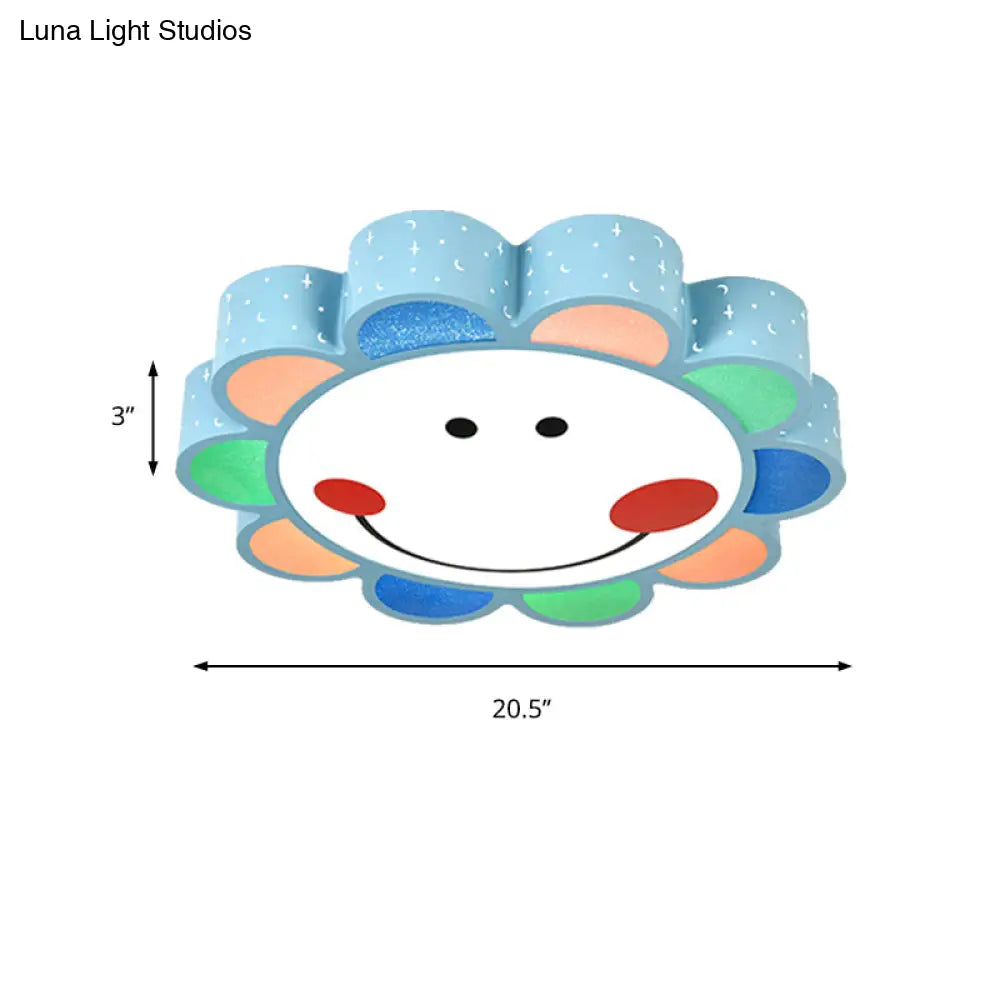 Kids’ Bedroom & Hallway Smiling Flower Flush Ceiling Light - Lovely Acrylic Fixture