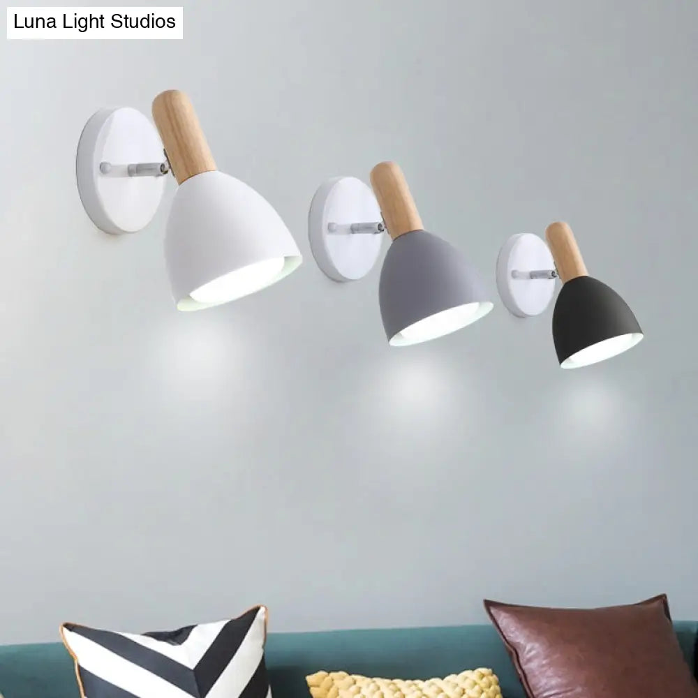 Kids Bell Shaped Sconce Wall Lamp With Pivot Joint - Metal 1-Bulb Bedroom Reading