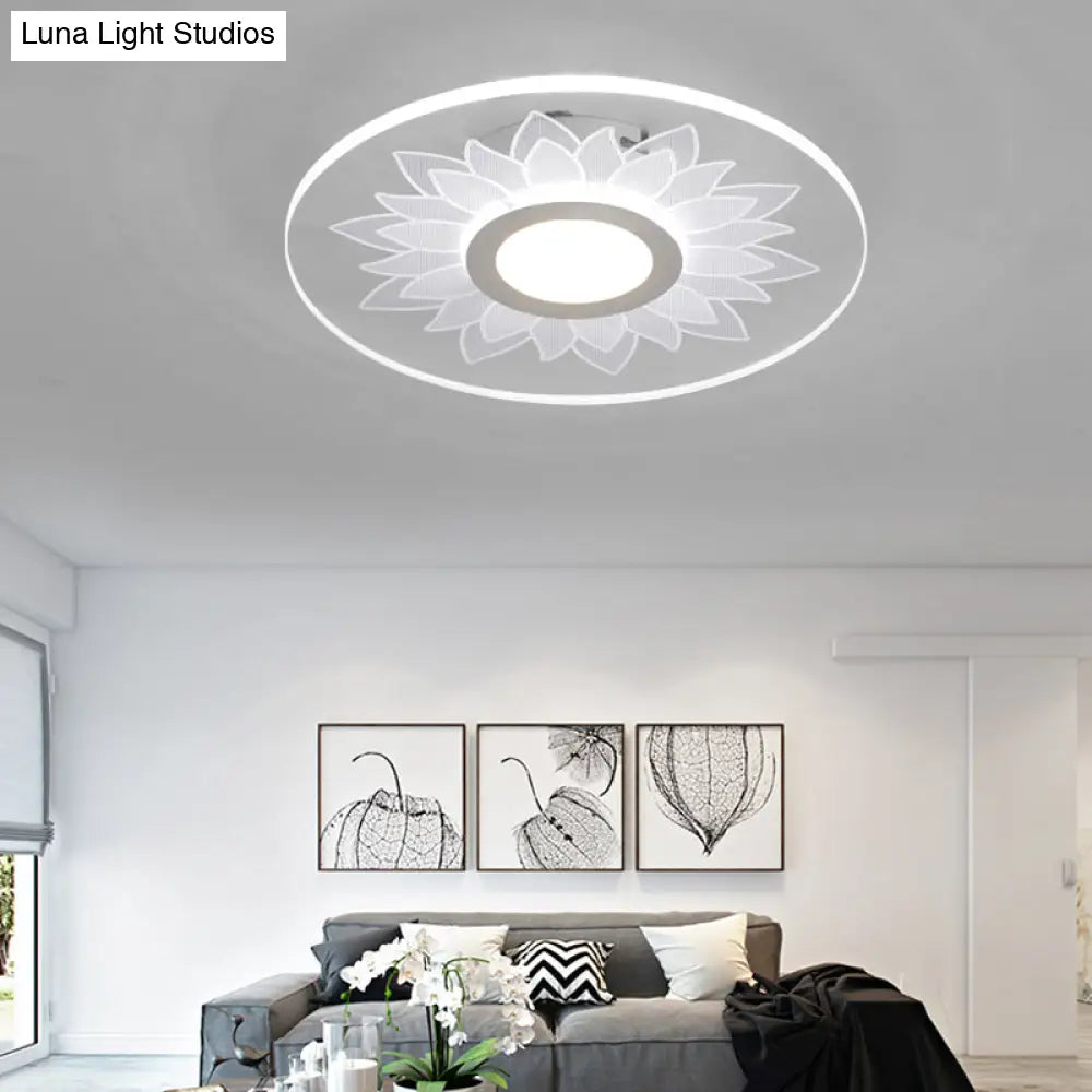 Kid’s Cartoon Led White Ceiling Lamp With Acrylic Flower Design
