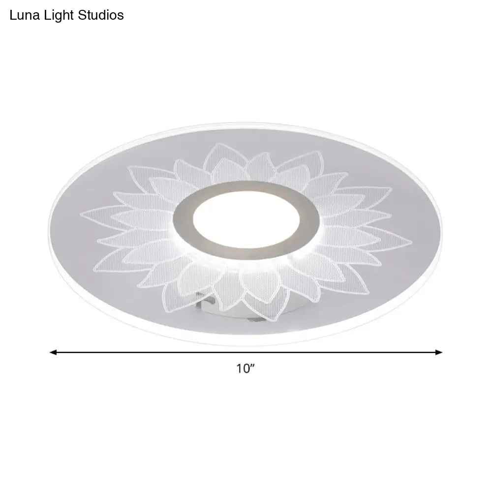 Kid’s Cartoon Led White Ceiling Lamp With Acrylic Flower Design